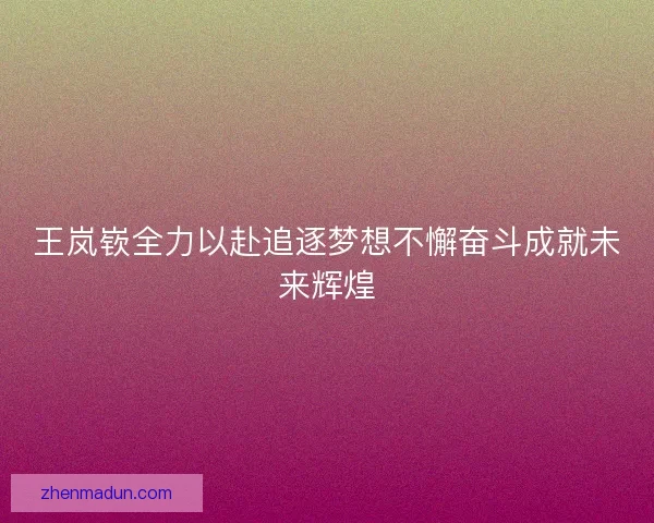 王岚嵚全力以赴追逐梦想不懈奋斗成就未来辉煌